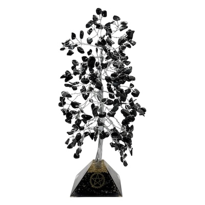 300 Bead Black Agate Tree Orgonite Pyramid Base